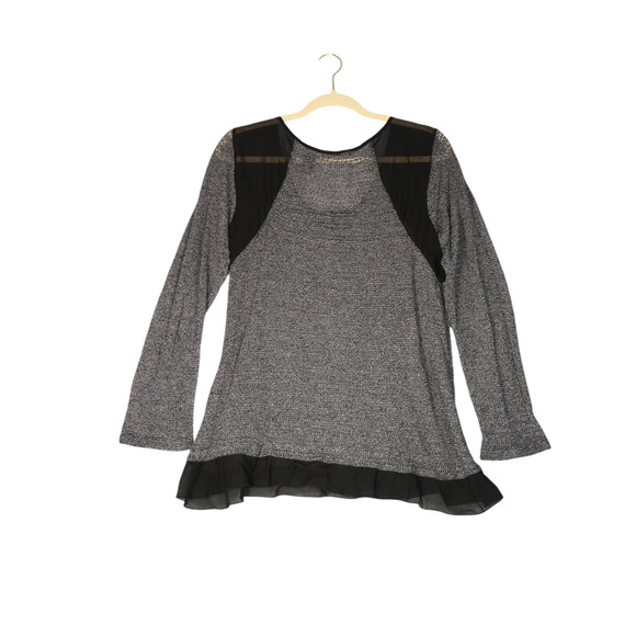 BKE Buckle Sheer Tunic Sweater Womens Large Gray Ruffle Bottom Light Beachy - Picture 6 of 11